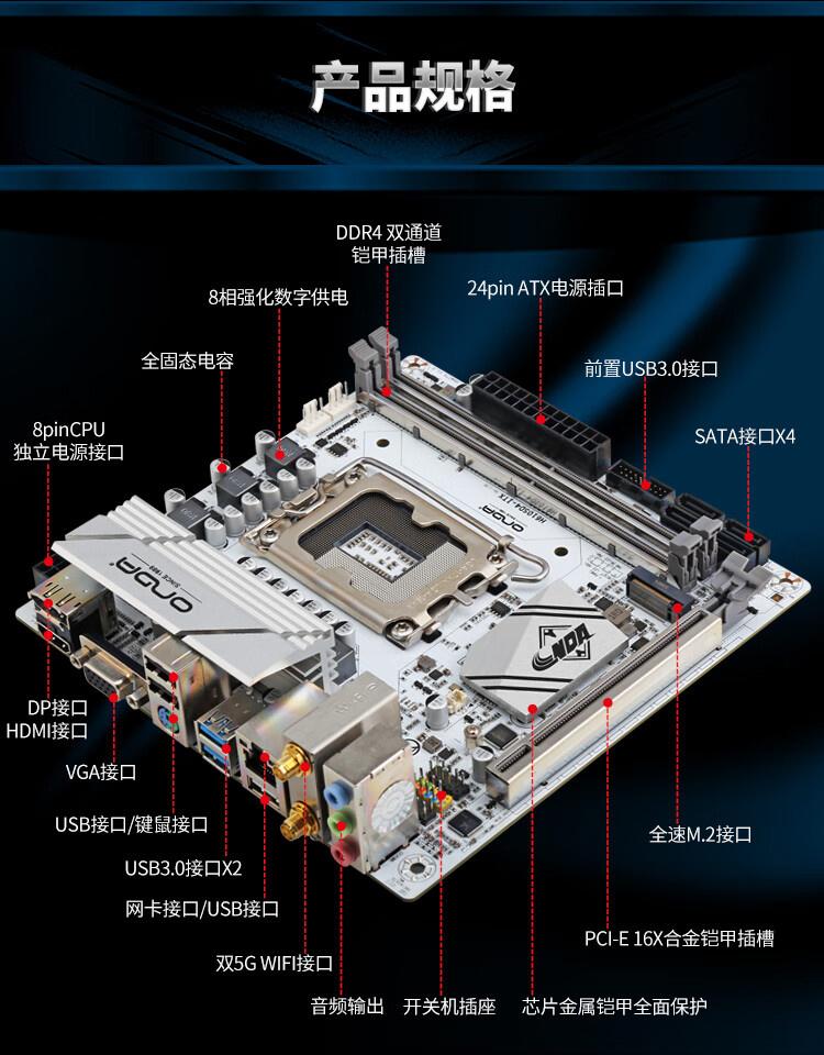 昂达推出白色ITX主板，支持i1213处理器，售价629元。